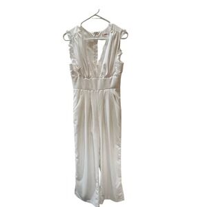 Mi Ami Francescas White Lace Trim Wide Leg Jumpsuit Fritz Small Bridal Formal